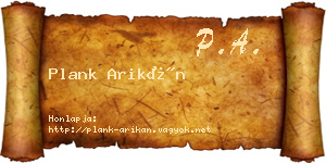 Plank Arikán névjegykártya